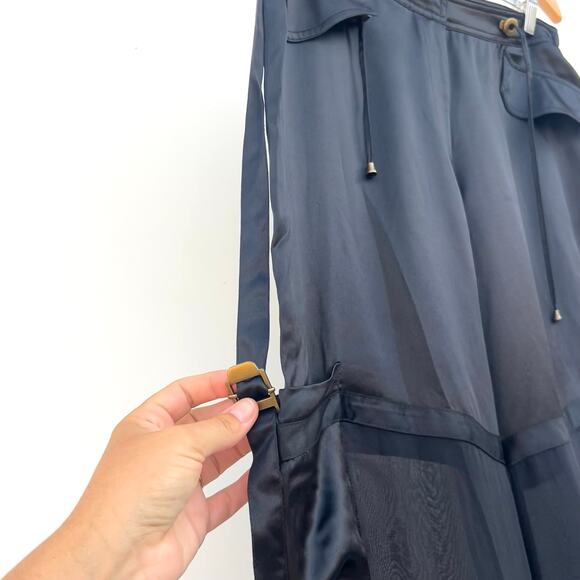 Orna Farho Georgette Silk Satin Sheer Cargo Joggers Pants Black 42 Size 10 - Picture 6 of 13